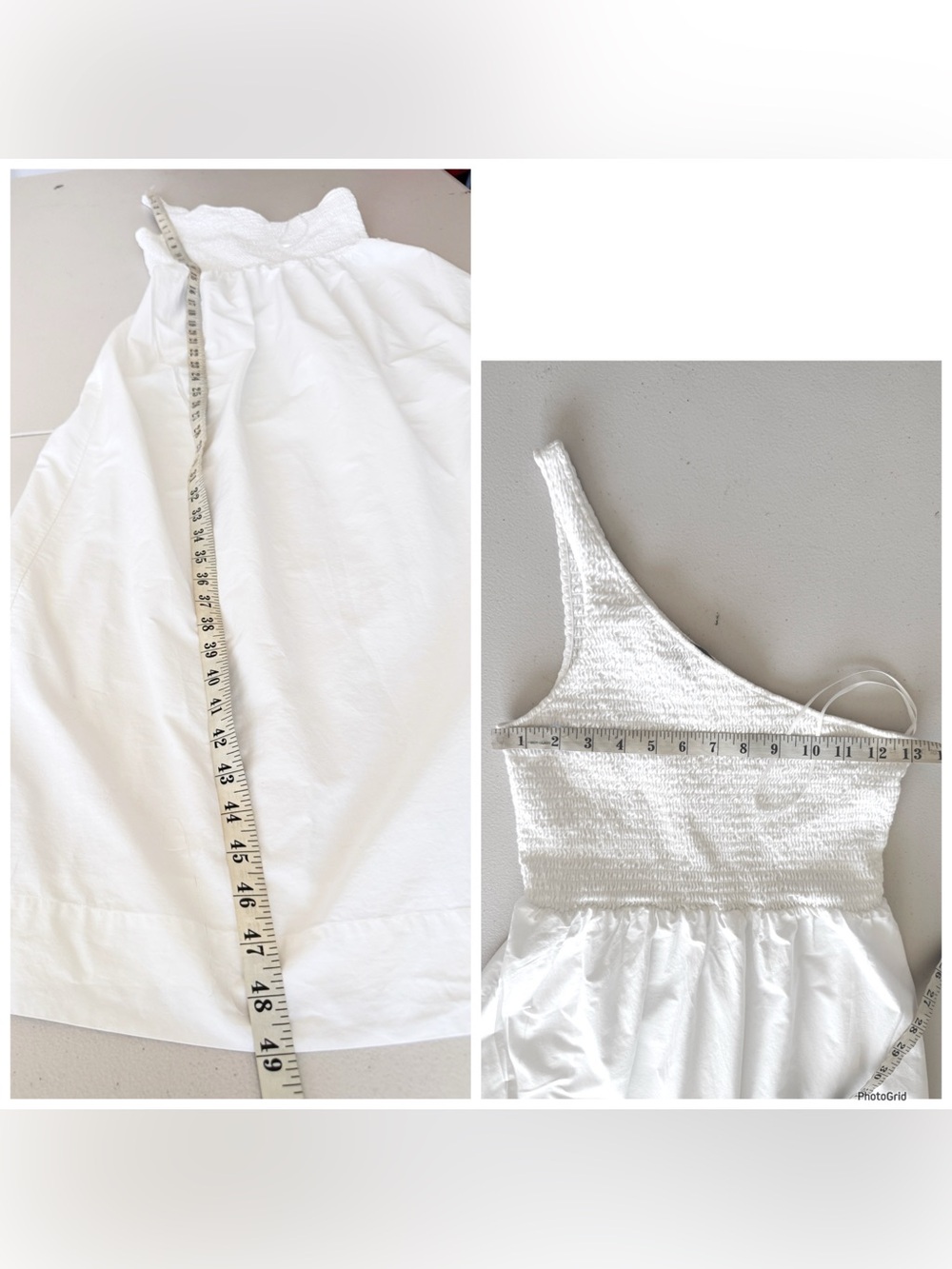 Massimo Dutti One-Shoulder White Midi Dress 100% cotton small - Picture 9 of 11